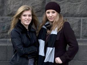 In this December 30, 2012 photo, Blaer Bjarkardottir, 15, left, and her mother, Bjork Eidsdottir, are photographed outside a court building in Reykjavik.