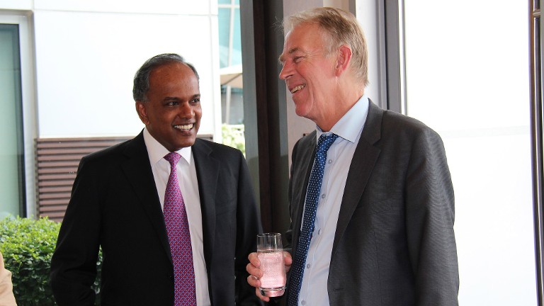 Minister for Foreign Affairs and Minister for Law K Shanmugam (Left) with Minister for Foreign Affairs of Denmark Mr. Villy Søvndal. 