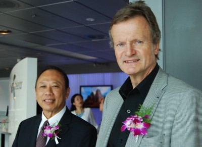 Thailand’s ambassador to Norway, Theerakun Niyom, and Telenor chief executive Jon Fredrik Baksaas Photo: newsinenglish.no/Nina Berglund