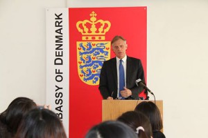 Danish Ambassador Friis Arne Petersen at the embassy's press conference. Photo: Embassy of Denmark in Beijing