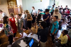 The lyrics for the song is quickly being created by the local Burmese and the Danish students.