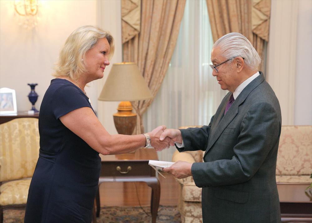 Finnish Ambassador in Singapore, Paula Parviainen, and the President of Singapore, Tony Tan. Source of picture: http://finland.org.sg
