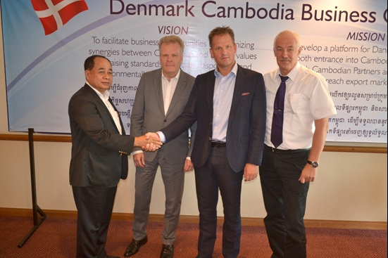 From the left: Dr Men Den - Deputy General Director CNPA (Cambodian National Petroleum Authority), Ambassador of Denmark to Cambodia Mikael H. Winther, Mr Jan Jacobsen - CEO and founder of Monjasa A/S, Mr Tommy Christensen - CEO of Go4 Bunker Cambodia Co., Ltd.