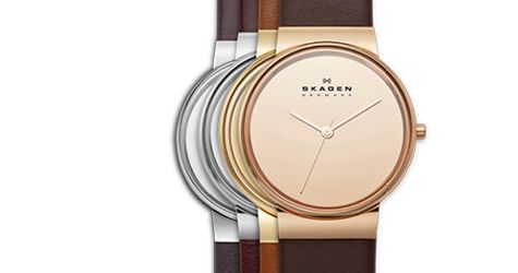 For ladies, Skagen Perspektiv introduces high-quality genuine leather straps in pebble gray, dark brown, camel and burgundy. A slim case design in polished silver, ion-plated gold or rose-gold features a 34mm case diameter and 7mm depth with reflective glass dials in silver, rose-gold and gold, lending an air of clean sophistication. 