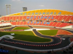 The Rajamangala Stadium track nears completion