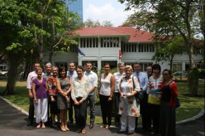 The Nordic Coordination Emergency Group in front of the Embassy in Bangkok.