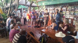 Khun Saranya, Manager of the Klongkhone Mangrove Conservation Centre presented their work and answered questions from the participants. Photo:  