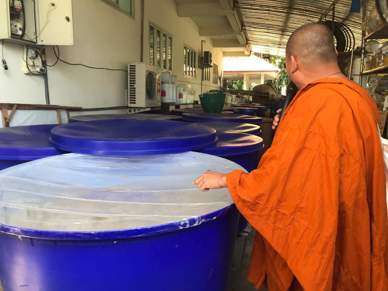 Monk Rope Swedish embassy Thailand visited temple recycling plastic bottles into ...