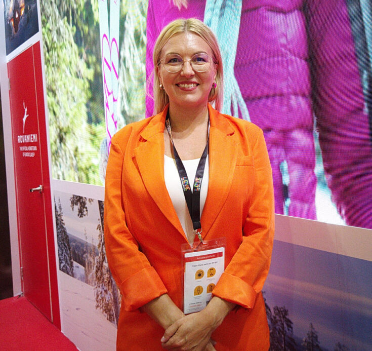 Eveliina Korhonen, at ITB Asia in 2023, then representing Santas Hotels