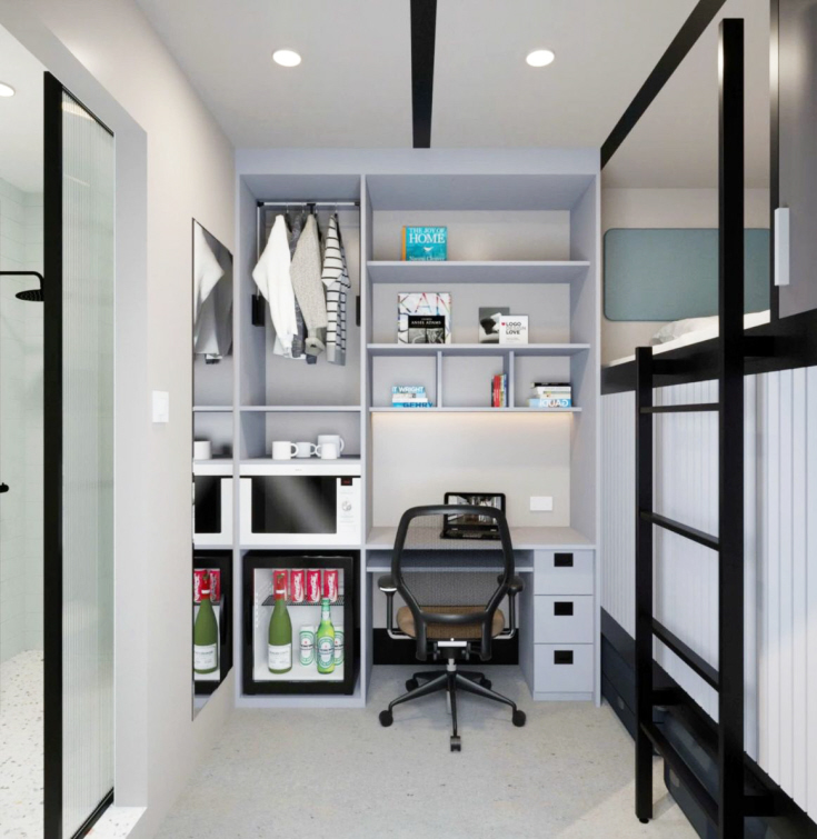 'Mikro' room with a private ensuite bathroom, ‘Kube’.