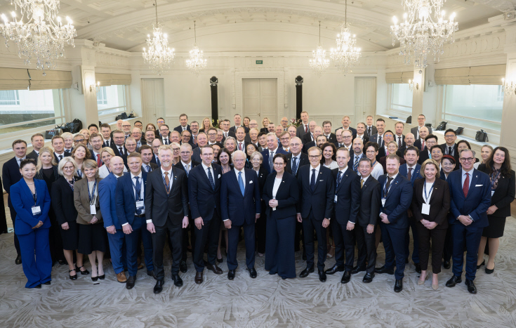 His Majesty King Carl XVI Gustaf of Sweden and the delegates during Sweden's State Visit to Singapore, Nov. 2024. 