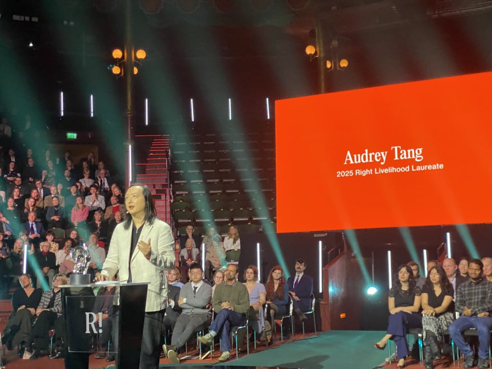 Taiwan’s Audrey Tang receives Right Livelihood Award in Stockholm