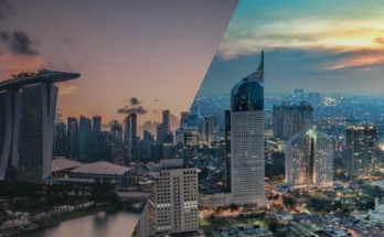 Cityview of Singapore and Jakarta